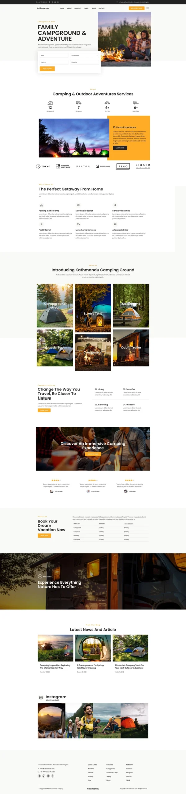 Kathmandu - Campground & Outdoor Activity Website Design Package