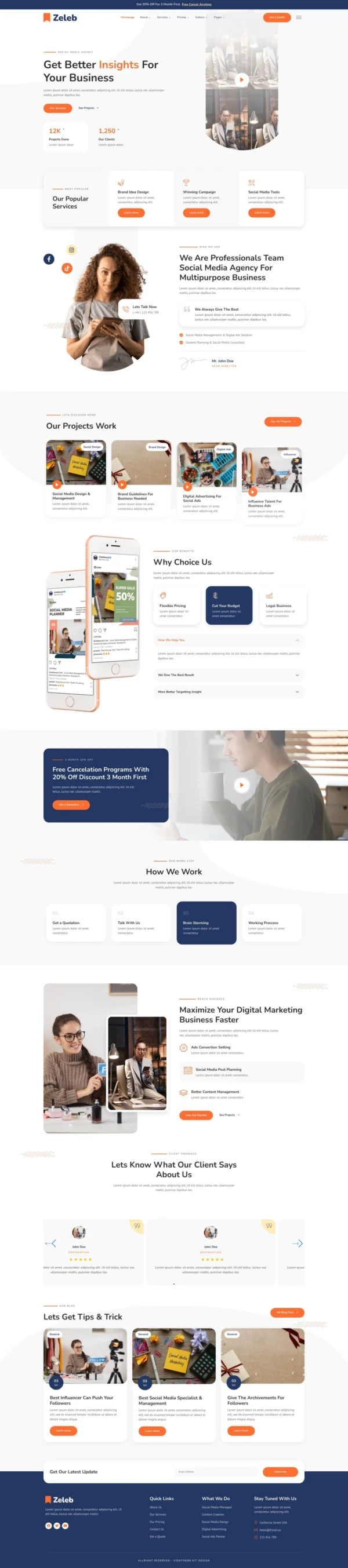 Zeleb - Social Media Marketing & Digital Advertising Website Design Package