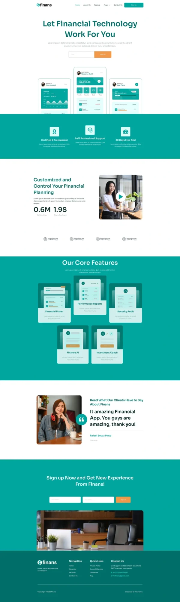 Finans - Financial Technology Website Design Package