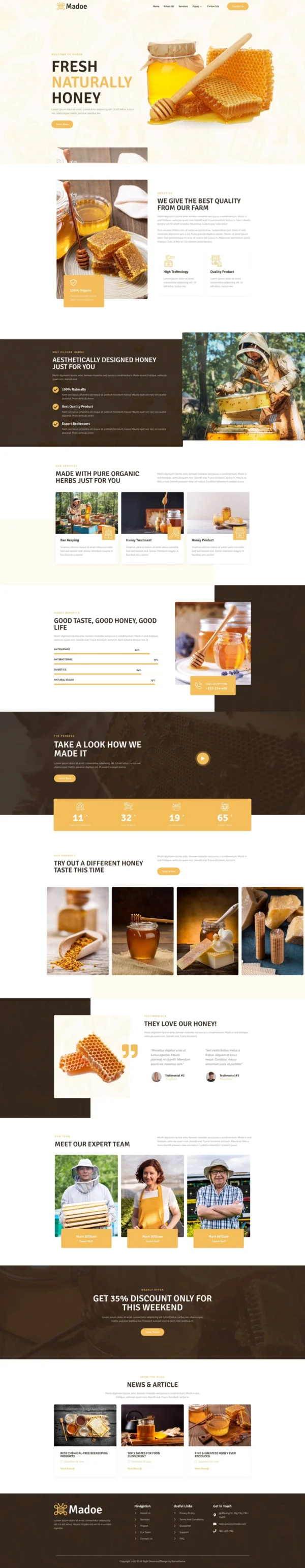 Madoe - Honey Bee Farm Website Design Package