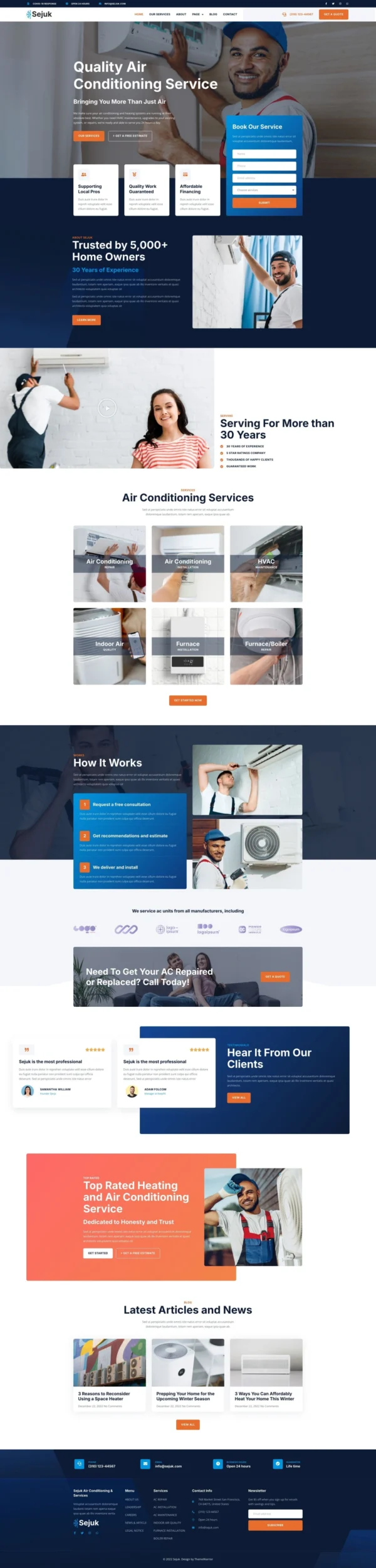 Sejuk - Air Conditioner & HVAC Repair Service Website Design Package