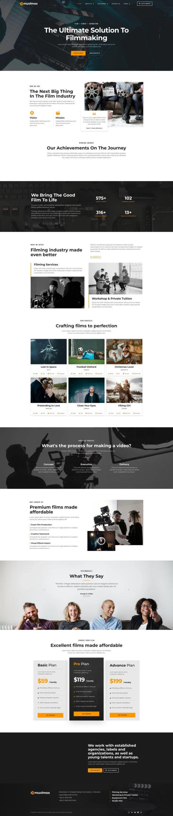 Muvimox - Film Maker & Movie Studio Website Design Package