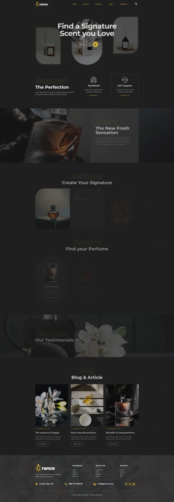 Grance - Perfume & Fragrance Website Design Package