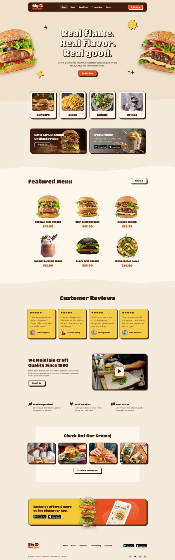 BigBurger - Burger & Fast Food Restaurant Website Design Package