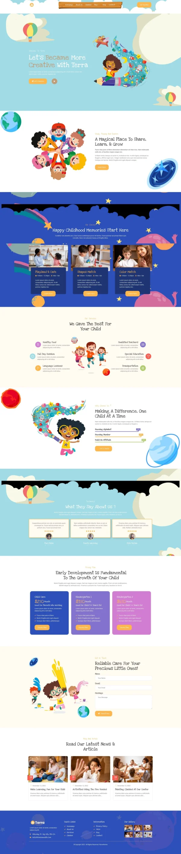 Terra - Child Care & Kindergarten Website Design Package