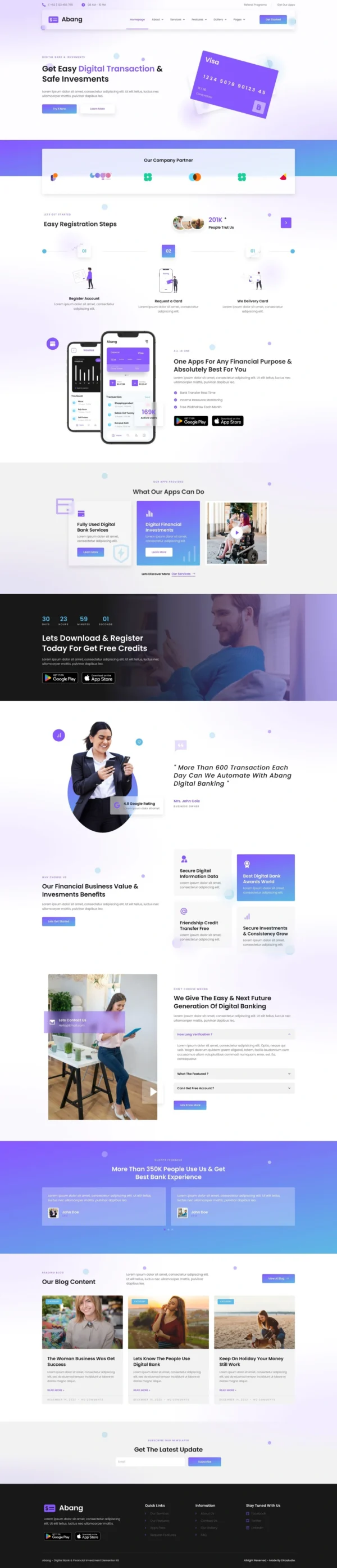 Abang - Digital Bank & Financial Investment Website Design Package