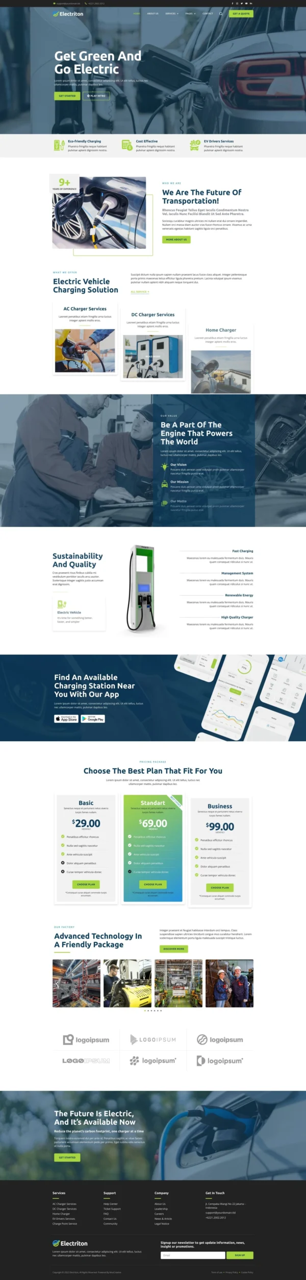 Electriton - Electric Vehicle & Charging Station Website Design Package