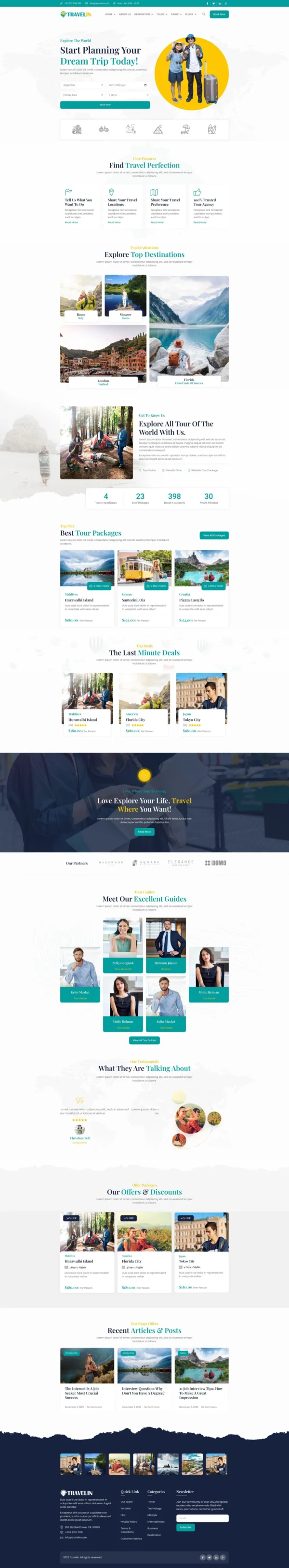 Travelin - Travel Tour Booking Website Design Package