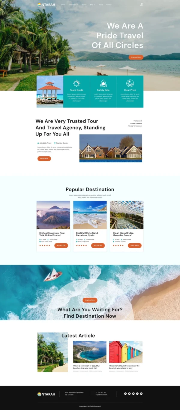 Ntarah - Tours & Travel Website Design Package