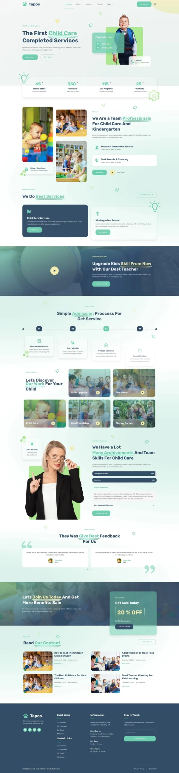 Tapos - Child Care & Kindergarten Website Design Package