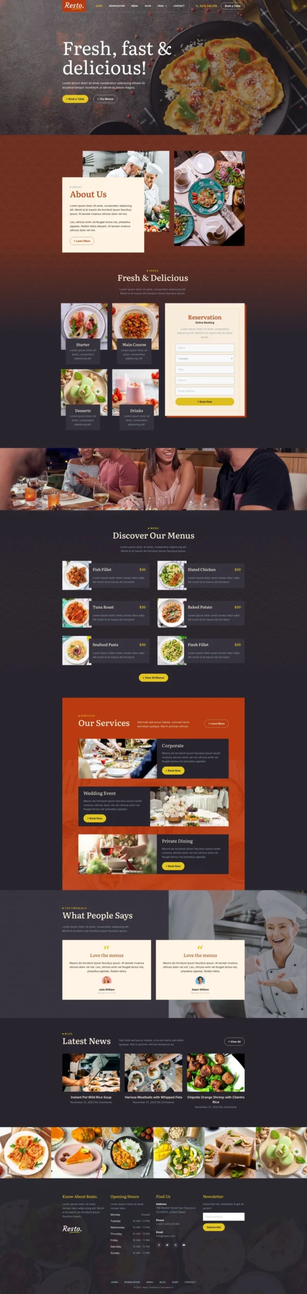 Resto - Restaurant Catering & Cafe Website Design Package