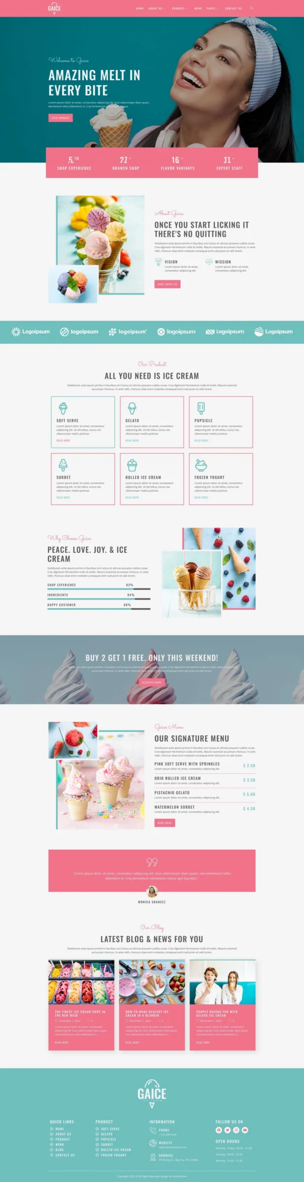 Gaice - Ice Cream Shop Website Design Package