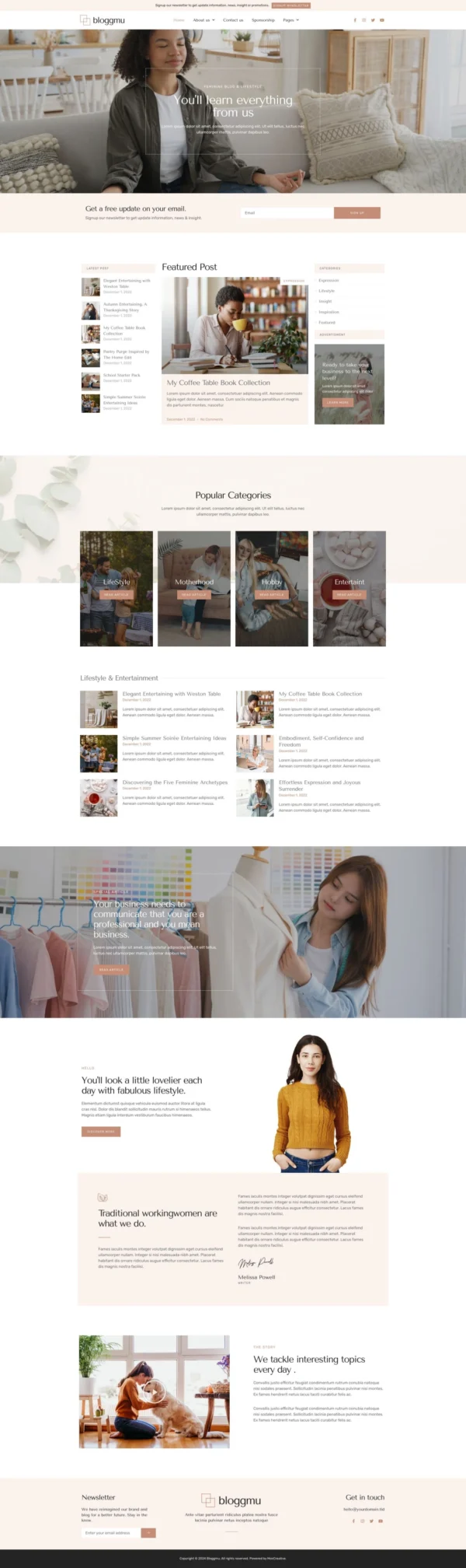 Bloggmu - Feminine Blog Website Design Package