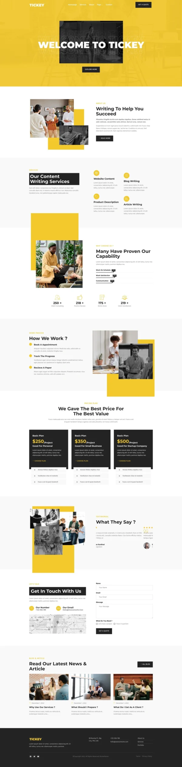 Tickey - Content Copywriting Services Website Design Package