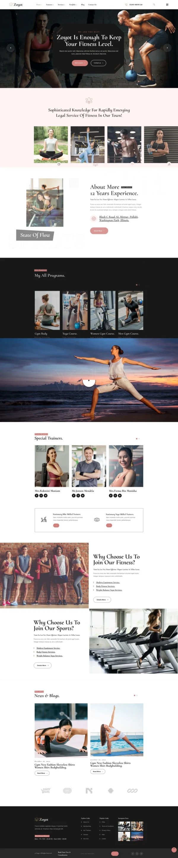 Zoyot - Sports & Fitness Website Design Package