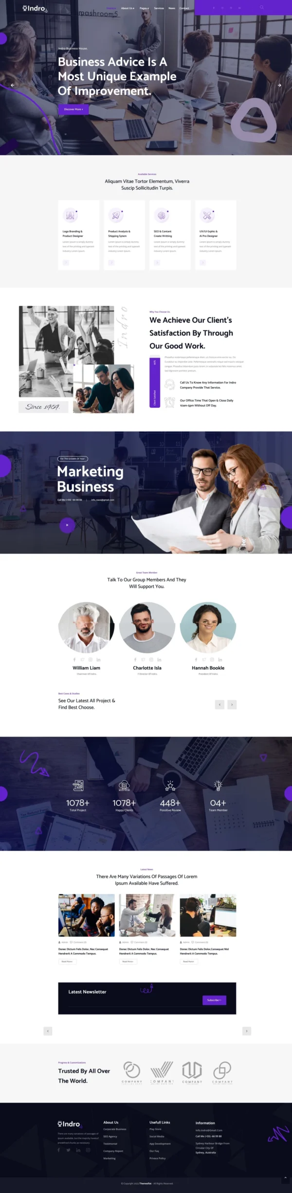 Indro - Business Consulting Website Design Package