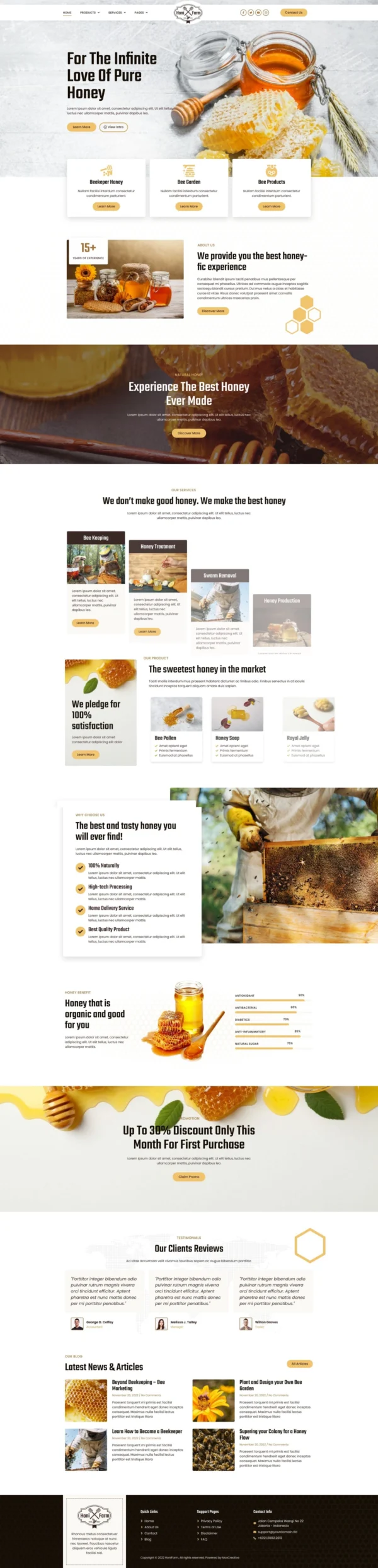 HoniFarm - Honey Bee Farm Website Design Package