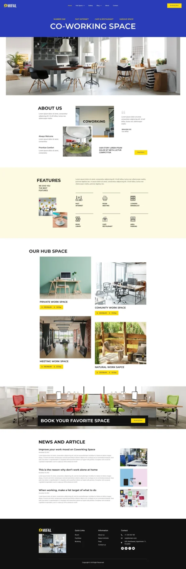 Mifal - Coworking Space Website Design Package