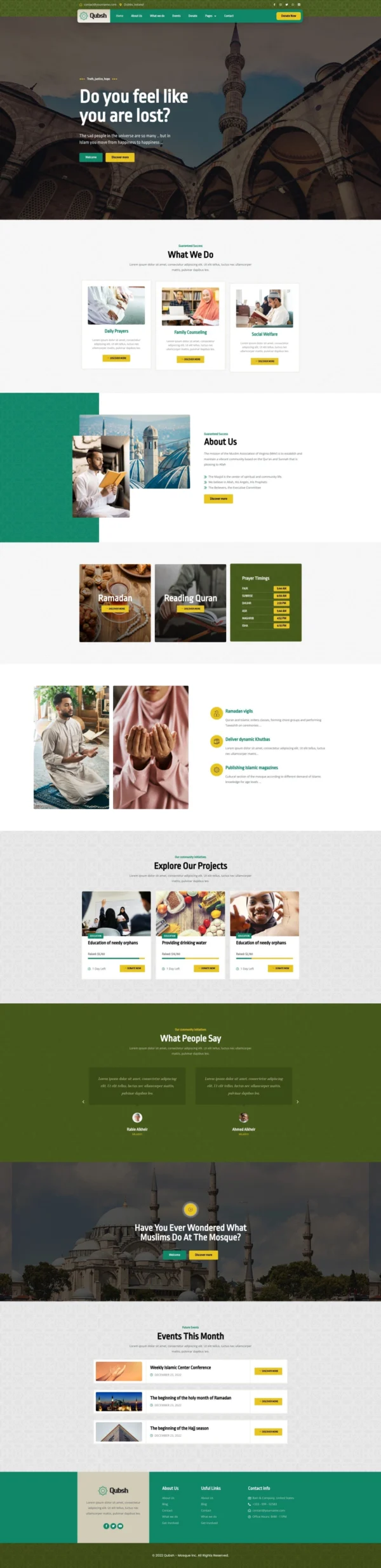 Qubsh - Islamic Centre & Mosque Website Design Package