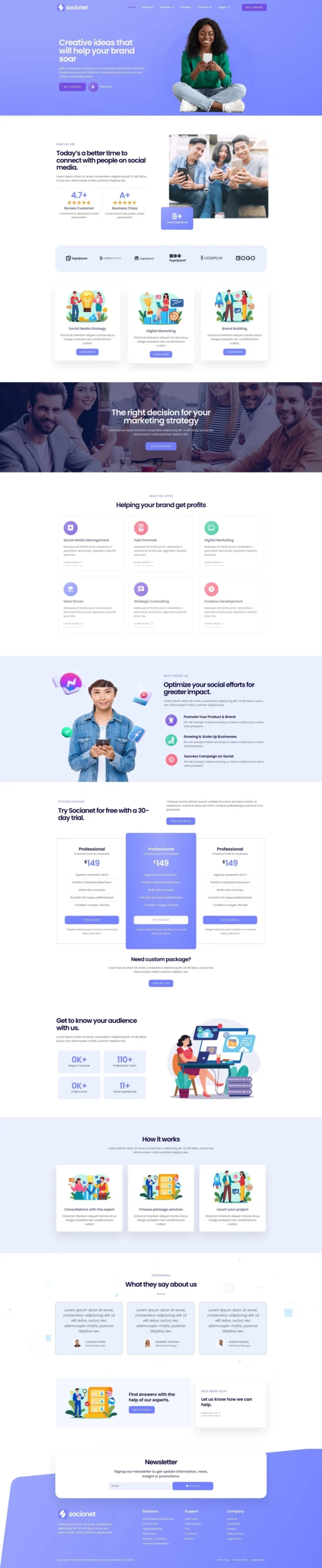 Socionet - Social Media Marketing Agency Website Design Package