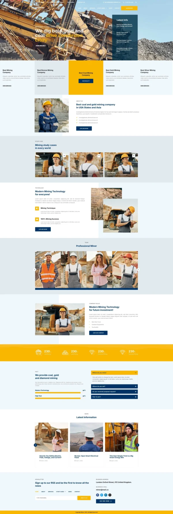 Minner - Construction & Building Website Design Package