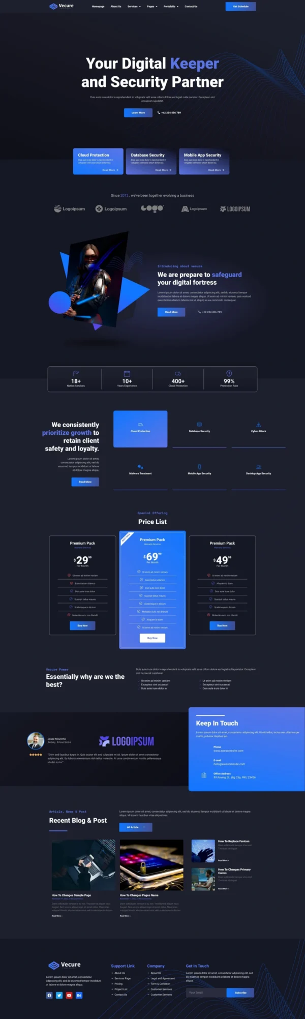 Vecure - Cyber Security Services Website Design Package