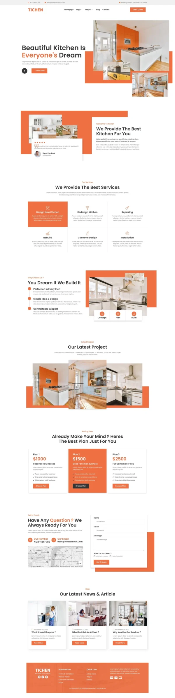 Tichen - Modern Kitchen Website Design Package