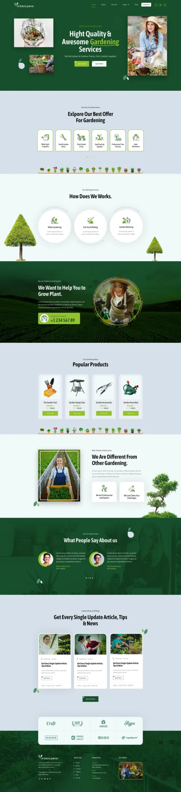 Urban Lawns - Gardening Website Design Package