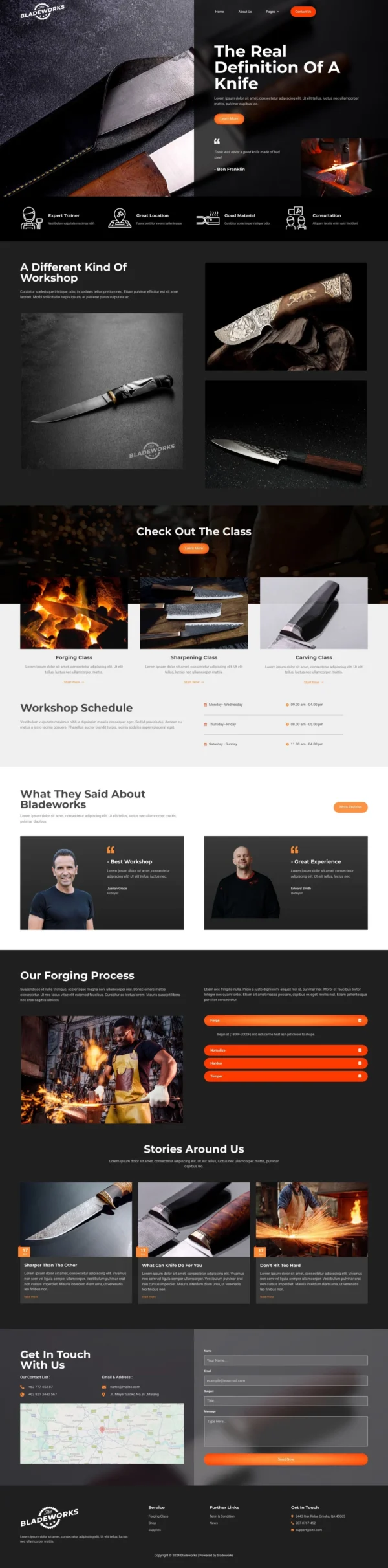 Bladeworks - Knife Workshop Website Design Package