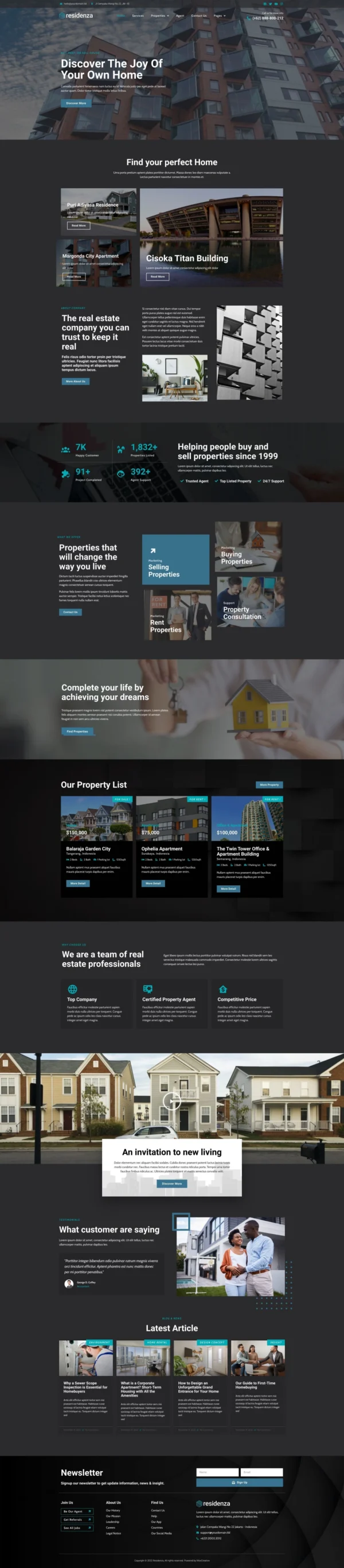 Residenza - Real Estate & Property Website Design Package