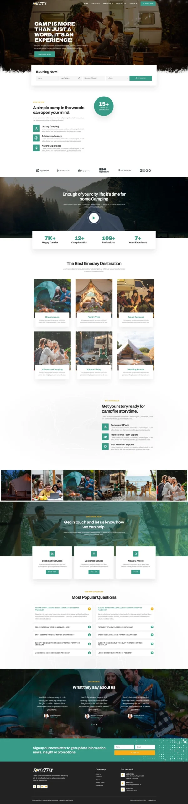 Forestter - Camping & Adventure Website Design Package