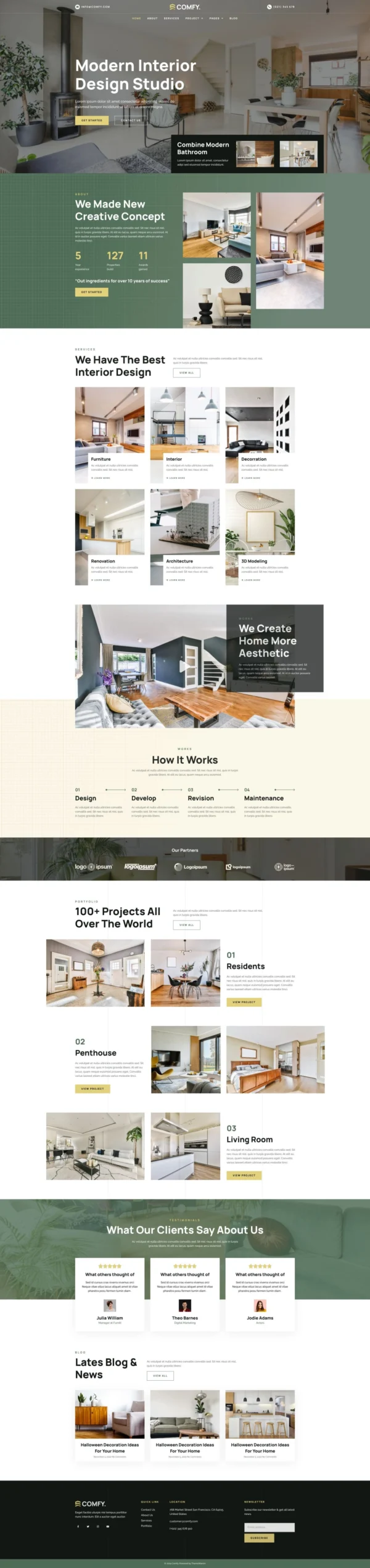 Comfy - Interior Design Studio & Architecture  Website Design Package