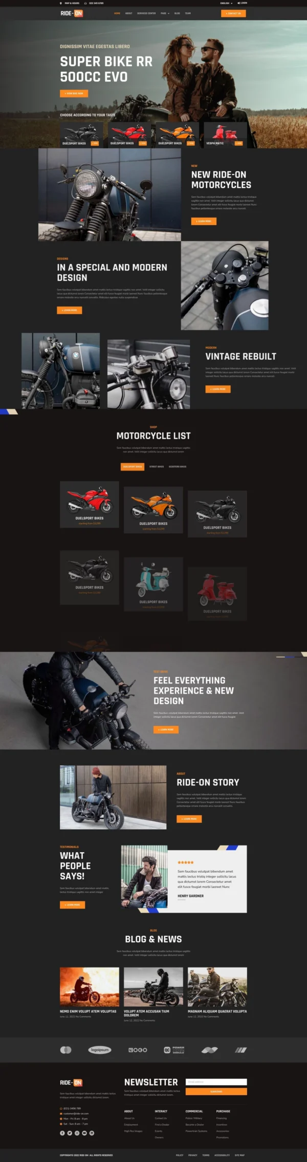 Ride ON - Motorcycle Dealership  Website Design Package