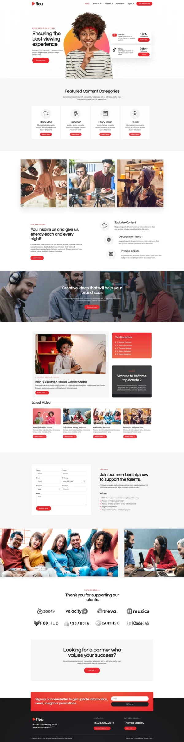 Fleu - Creative Content Creators Website Design Package