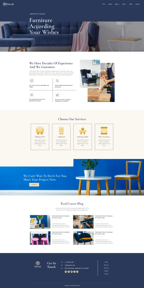 Rancak - Furniture Services Website Design Package