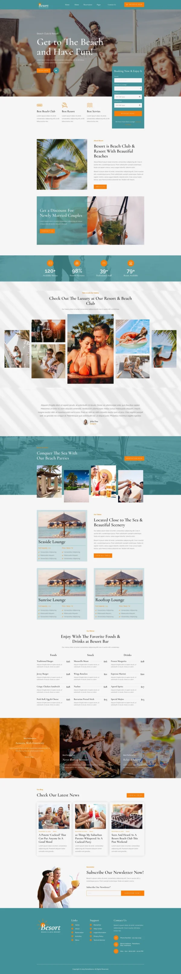 Besort - Beach Club & Resort Website Design Package