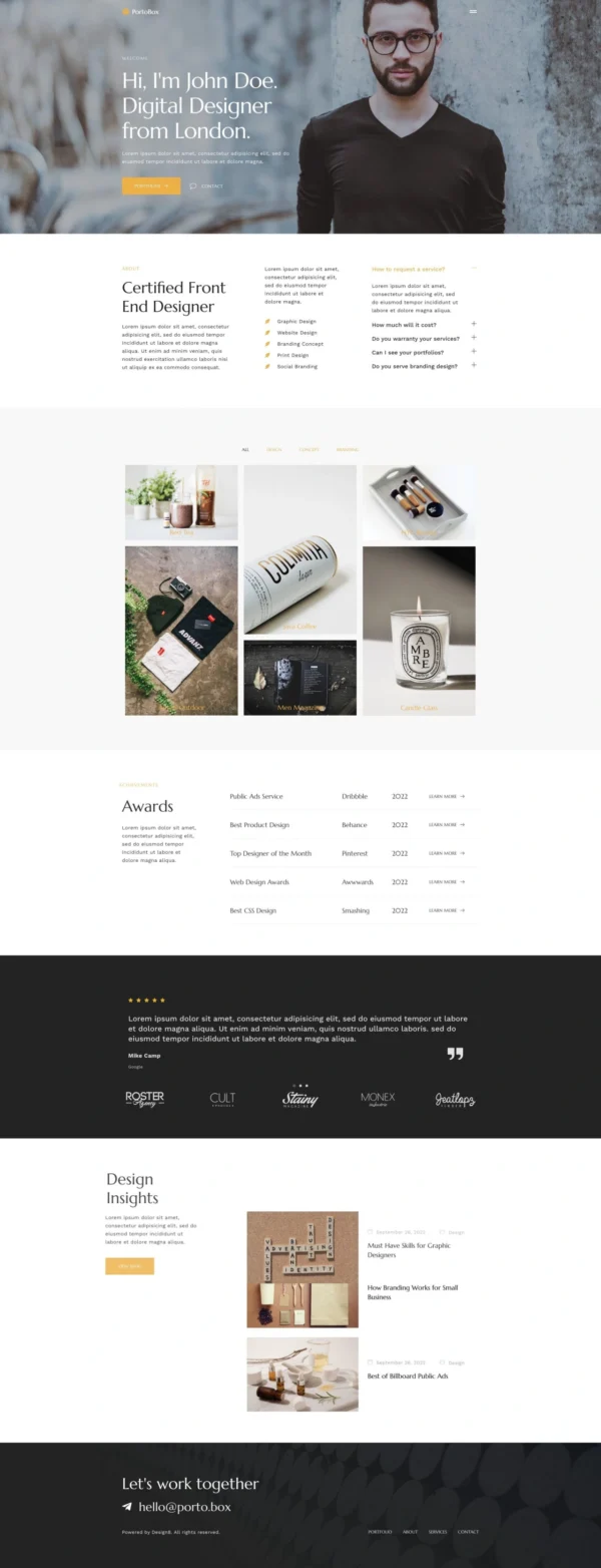PortoBox - Creative Portfolio Website Design Package