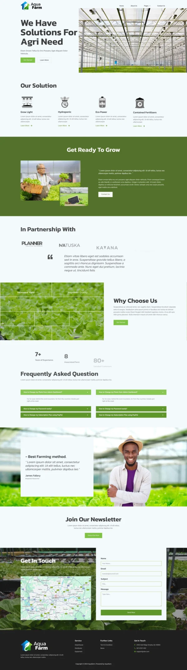 Aquafarm - Hydroponic Farm Website Design Package