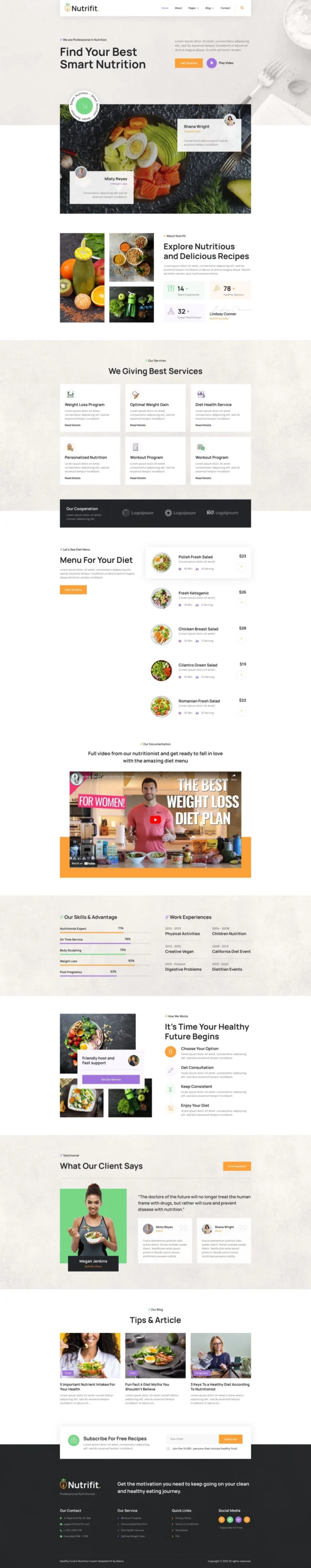 Nutrifit – Healthy Food & Nutrition Coach Website Design Package