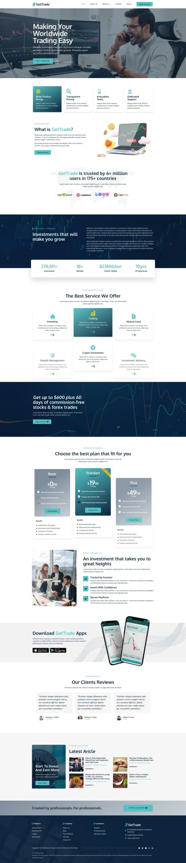 GetTrade - Trading & Investment Website Design Package