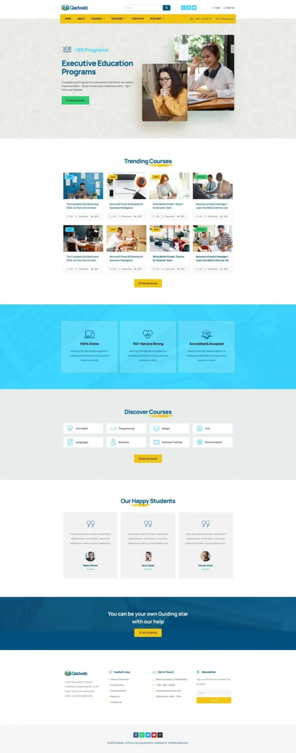 Qadwab - Online e-Learning Website Design Package