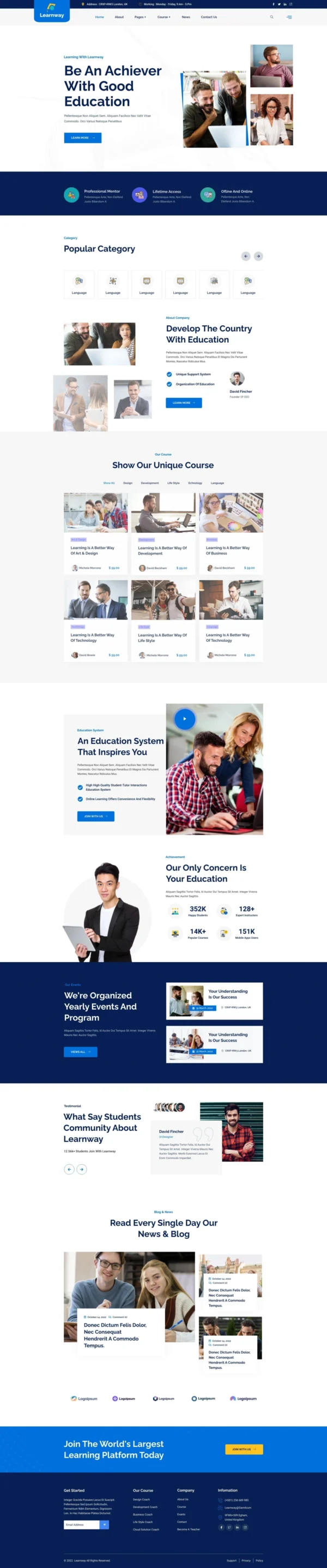 Learnway - Professional Online Education Courses Website Design Package