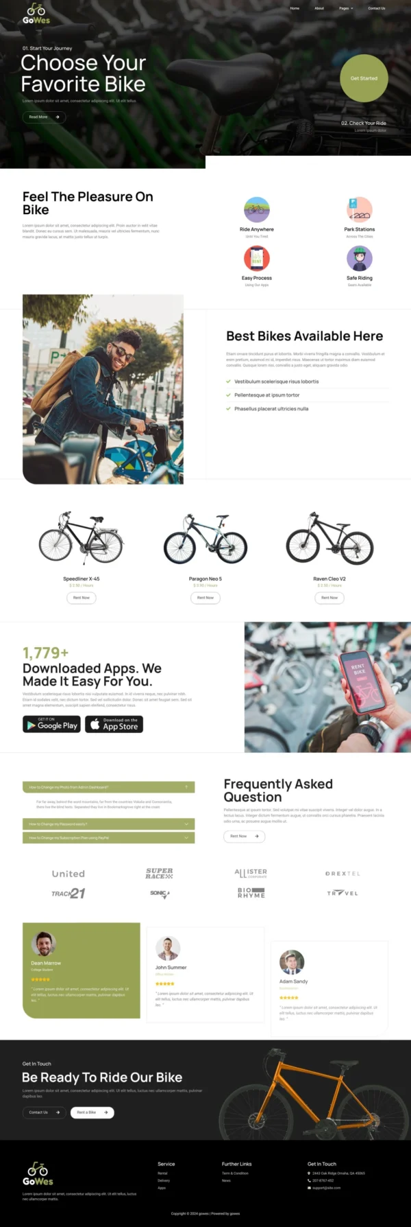 Gowes - Bike Rental Shop Website Design Package