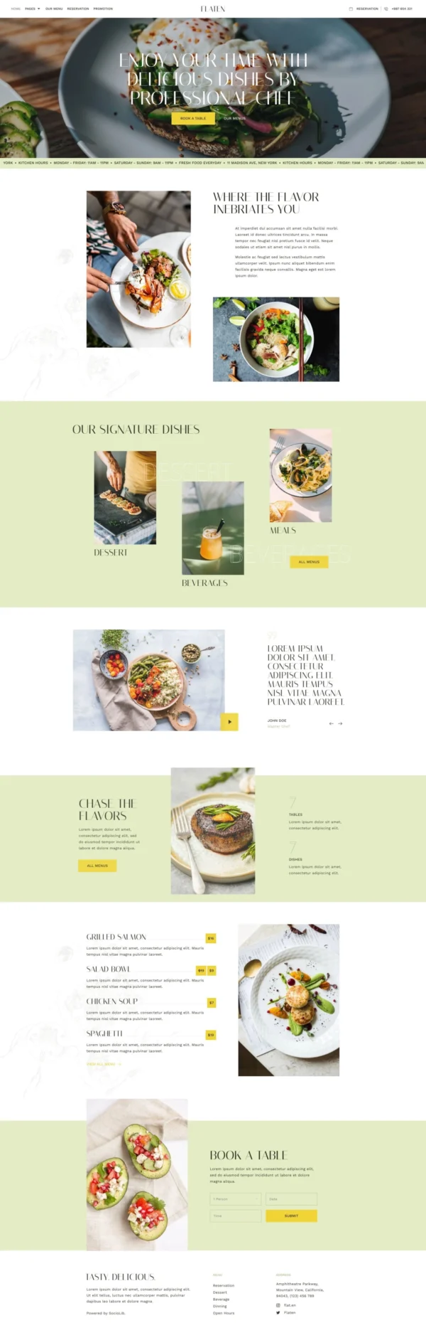 Flaten - Restaurant & Catering Services Website Design Package