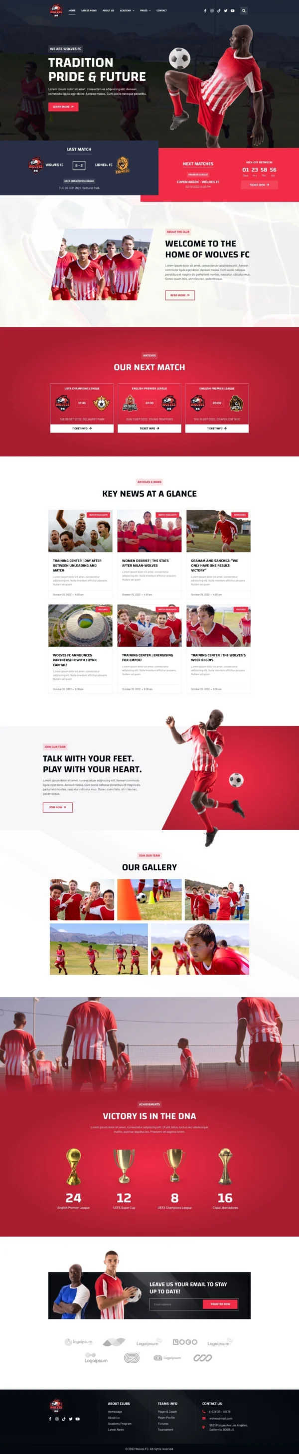 Wolves - Football Team & Sports Club Website Design Package