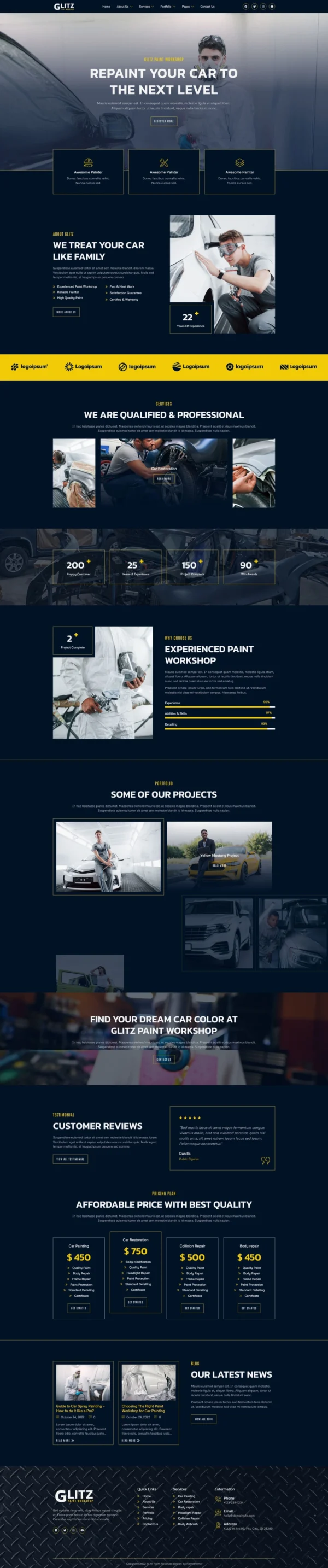 Glitz - Car Painting & Restoration Website Design Package