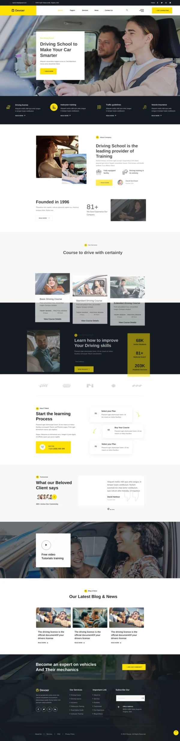 Devore - Driving School Website Design Package