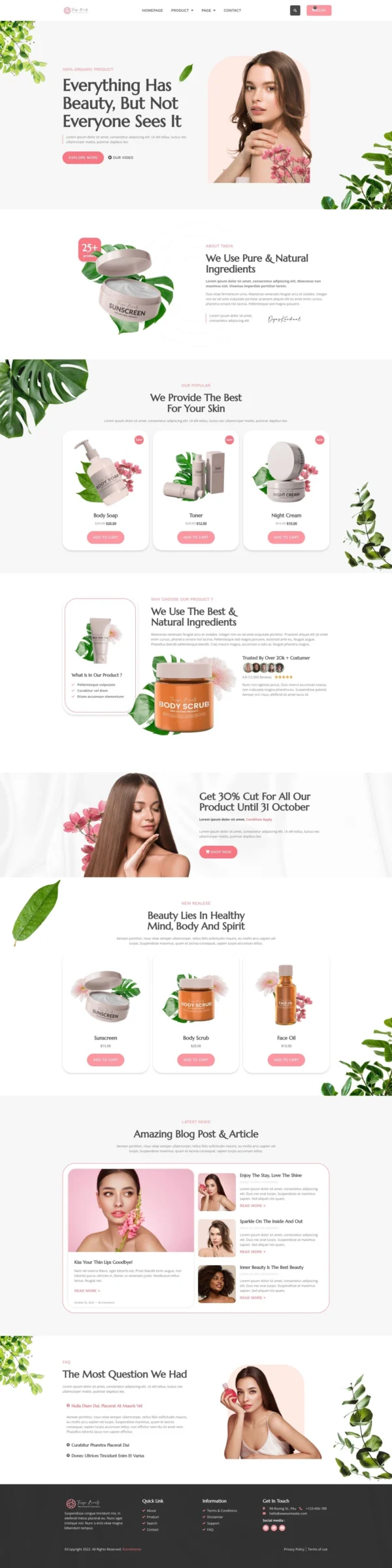 Tasya - Skin Care  Website Design Package