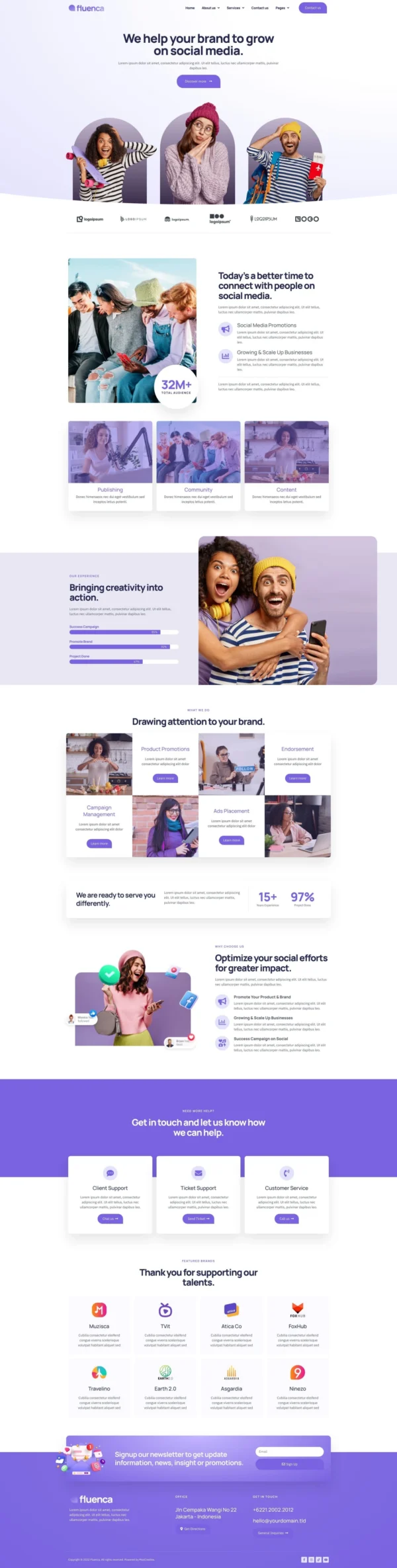 Fluenca - Social Media Agency Elementor Pro Full Site Kit