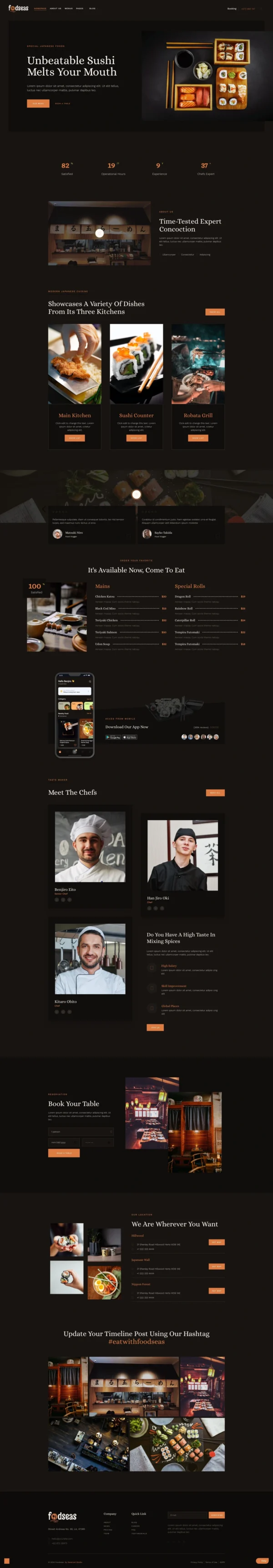 Foodseas Japanese Restaurant Website Design Package